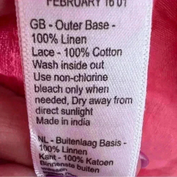 monsoon Linen Dress Shift Dress Salmon Sleeve side slit pockets Size 8 US - Picture 7 of 8